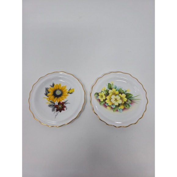 Royal Grafton Fine Bone China Floral Plates Set of 2 Gold Trim England - Picture 5 of 11